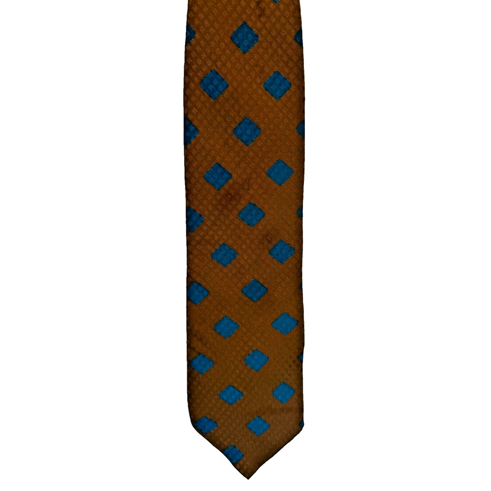 GIORGIO ARMANI Cravatte Silk Necktie ITALY Designer Geometric Blue/Brown
